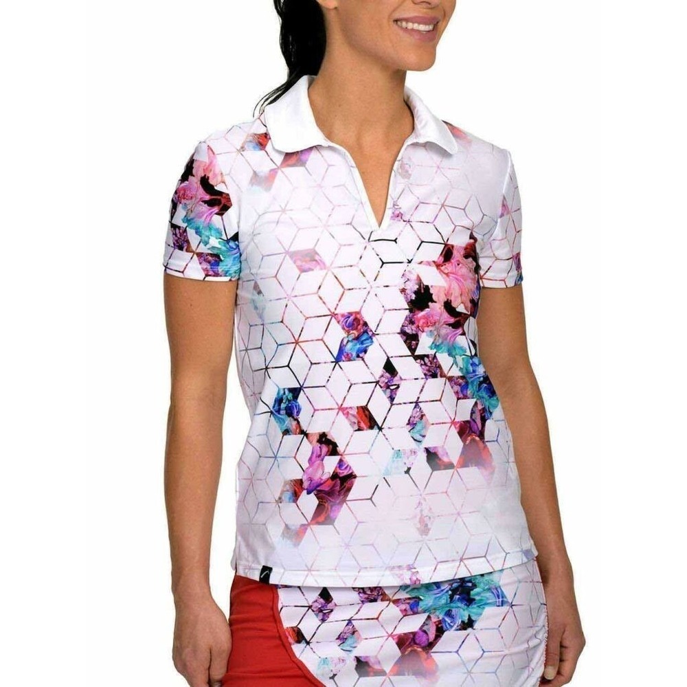 SwingDish Harper Bloom Print Polo Top Golf BT014-1  Large